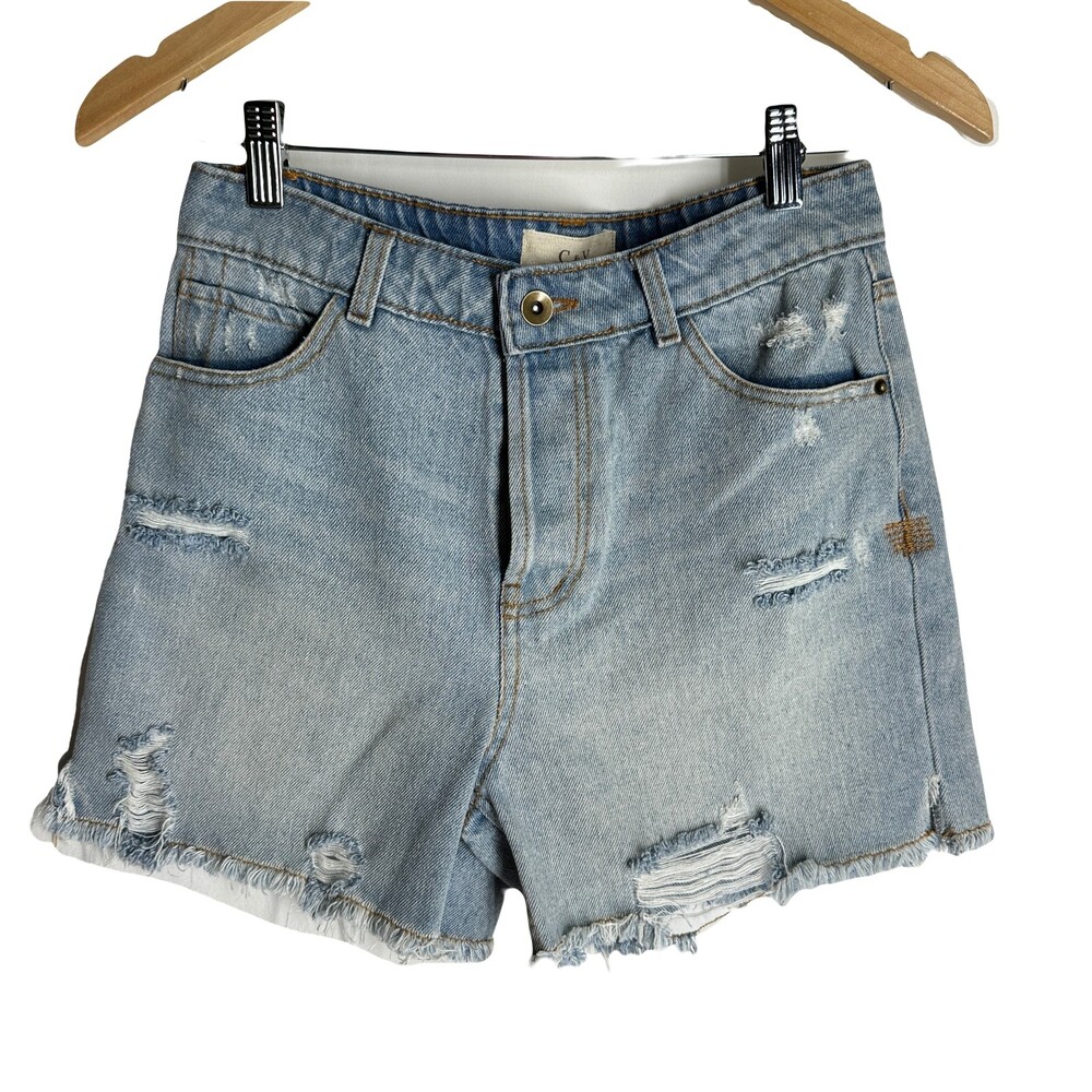 NWT Chelsea & Violet C & V Womens Jean Shorts Size 26 Cutoff Button Fly Frayed